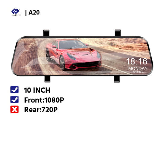 E-ACE 10 Inch Car Dvr Rearview Mirror Auto Camera