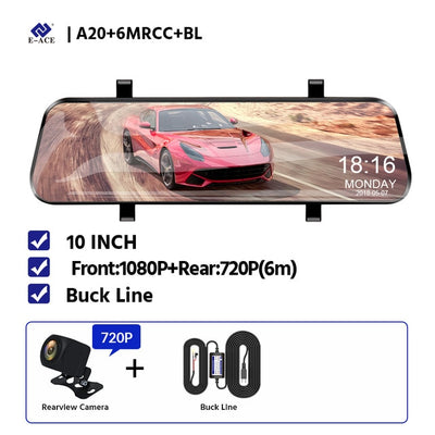 E-ACE 10 Inch Car Dvr Rearview Mirror Auto Camera