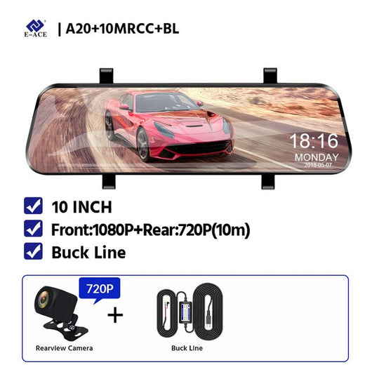 E-ACE 10 Inch Car Dvr Rearview Mirror Auto Camera