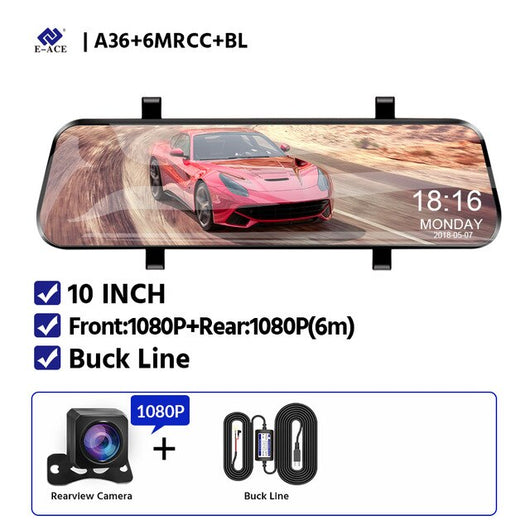 E-ACE 10 Inch Car Dvr Rearview Mirror Auto Camera