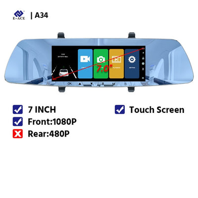 E-ACE Car Dvr  FHD 1080P Mirror G-sensor DashCam